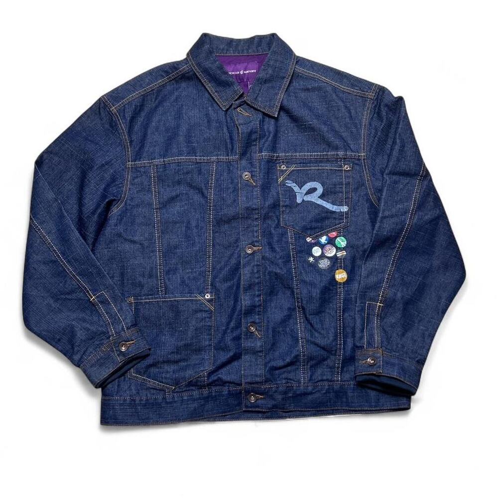 RocaWear Vintage Y2k Medium Wash Denim Trucker Jacket Hip Hop Streetwear Mens XL